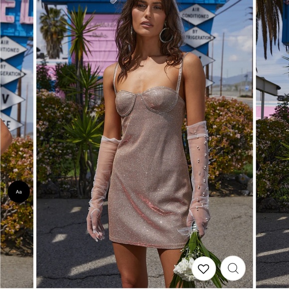 12th Tribe Angelina Pink Shimmer Mini Dress - Picture 2 of 4